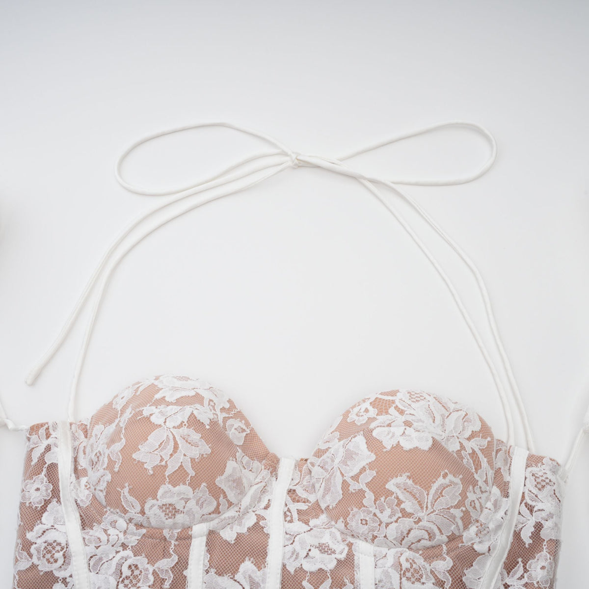 Vivienne white floral-lace corset mini dress