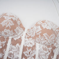 Vivienne white floral-lace corset mini dress