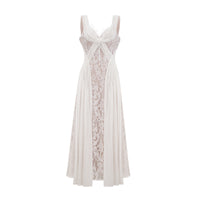 Arantxa white lace pleated maxi dress