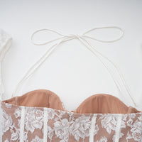 Vivienne white floral-lace corset mini dress