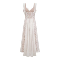 Arantxa white lace pleated maxi dress