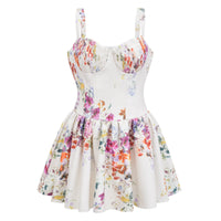 Juliette White Self-Tie Floral Print Mini Dress