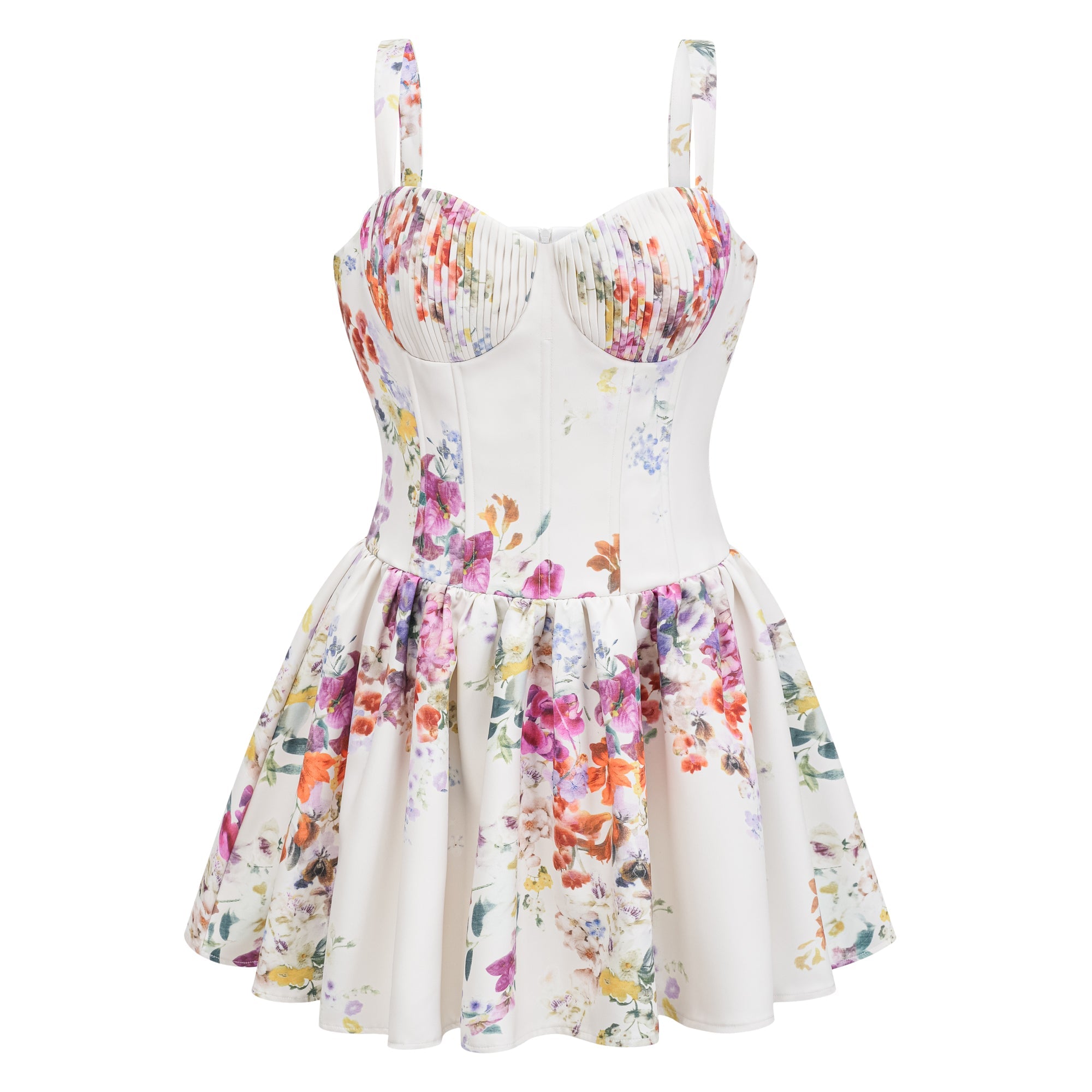 Juliette White Self-Tie Floral Print Mini Dress