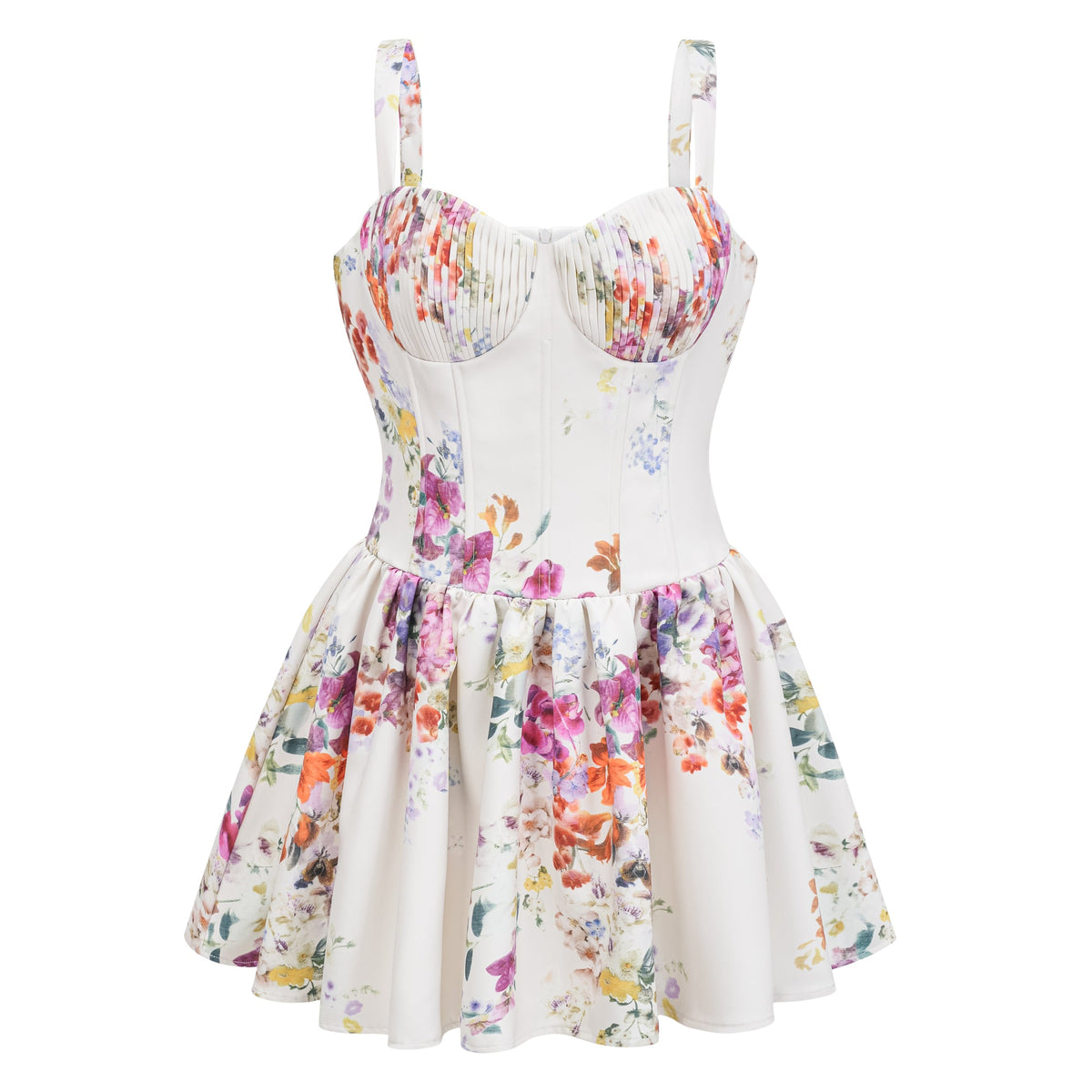 Juliette White Self-Tie Floral Print Mini Dress