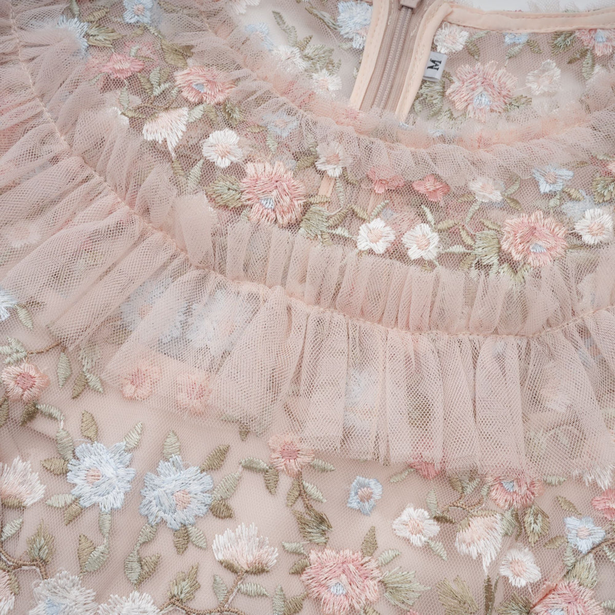 Kévina floral-embroidered tiered ruffled midi dress