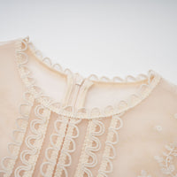 Fleur floral-embroidered lace midi dress in Neutrals