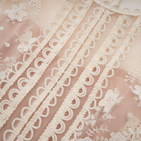 Fleur floral-embroidered lace midi dress in Neutrals