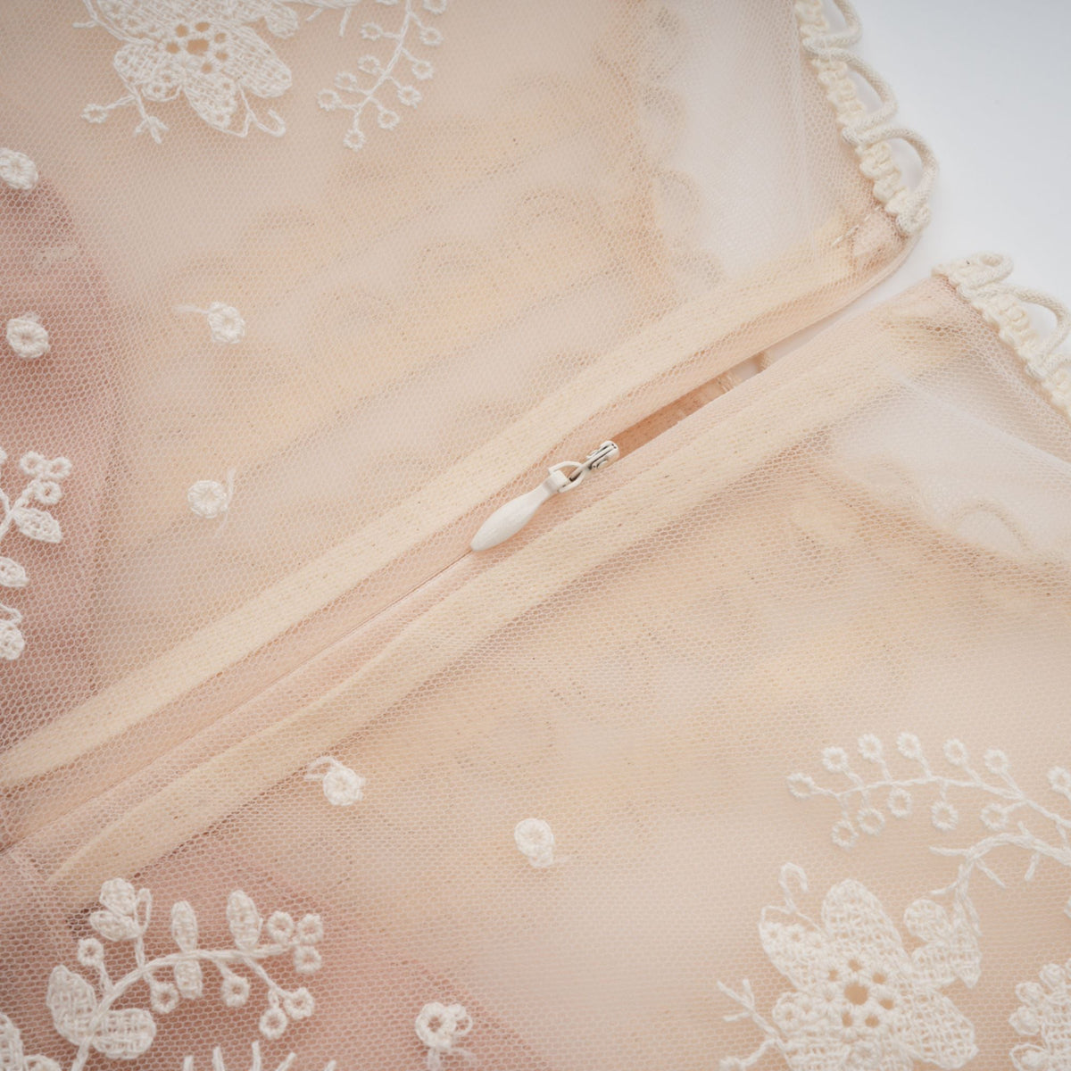 Fleur floral-embroidered lace midi dress in Neutrals
