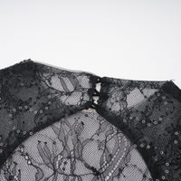 Mirabella Black Sequined Flroal Lace Mini Dress