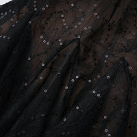 Mirabella Black Sequined Flroal Lace Mini Dress