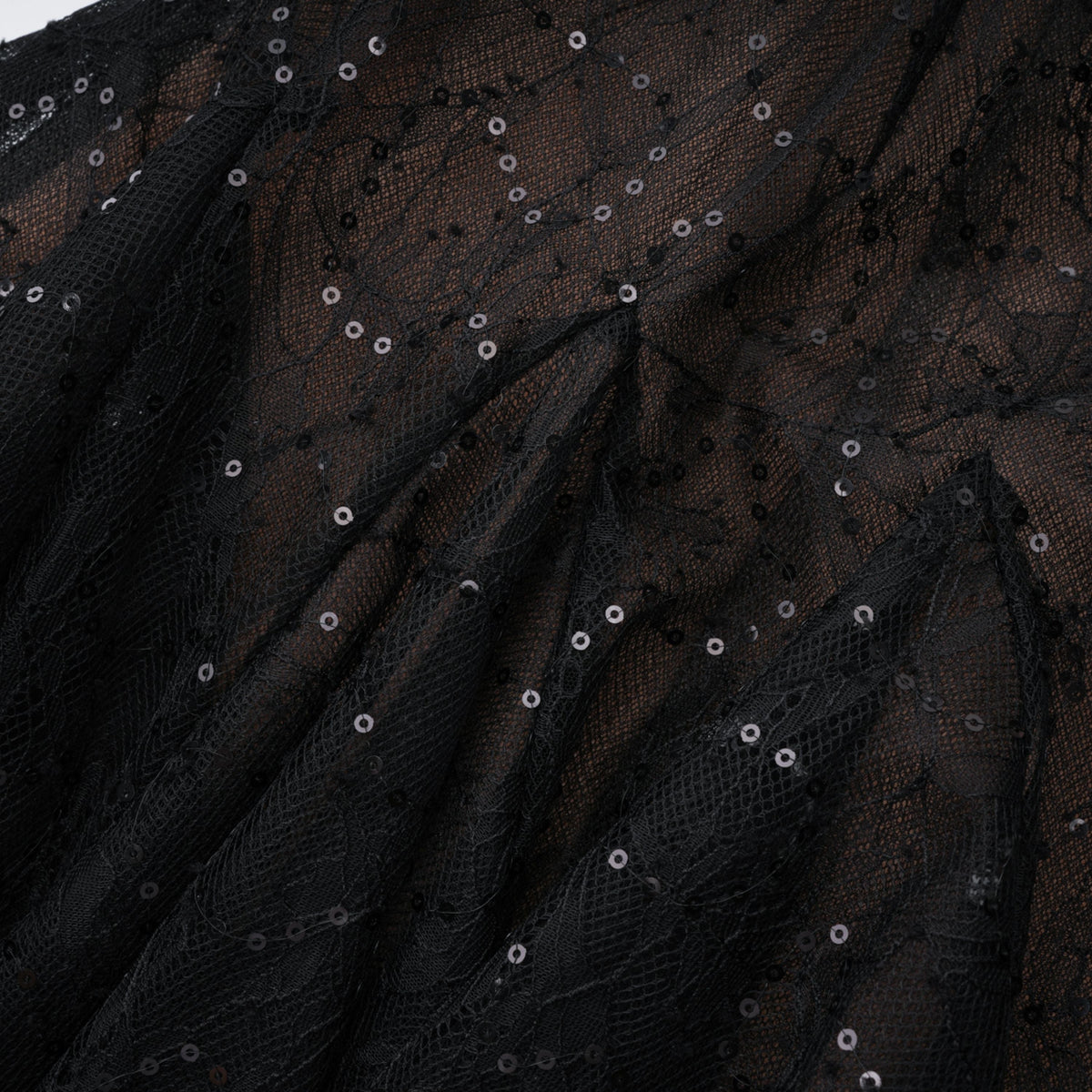 Mirabella Black Sequined Flroal Lace Mini Dress