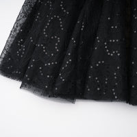 Mirabella Black Sequined Flroal Lace Mini Dress