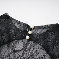 Mirabella Black Sequined Flroal Lace Mini Dress
