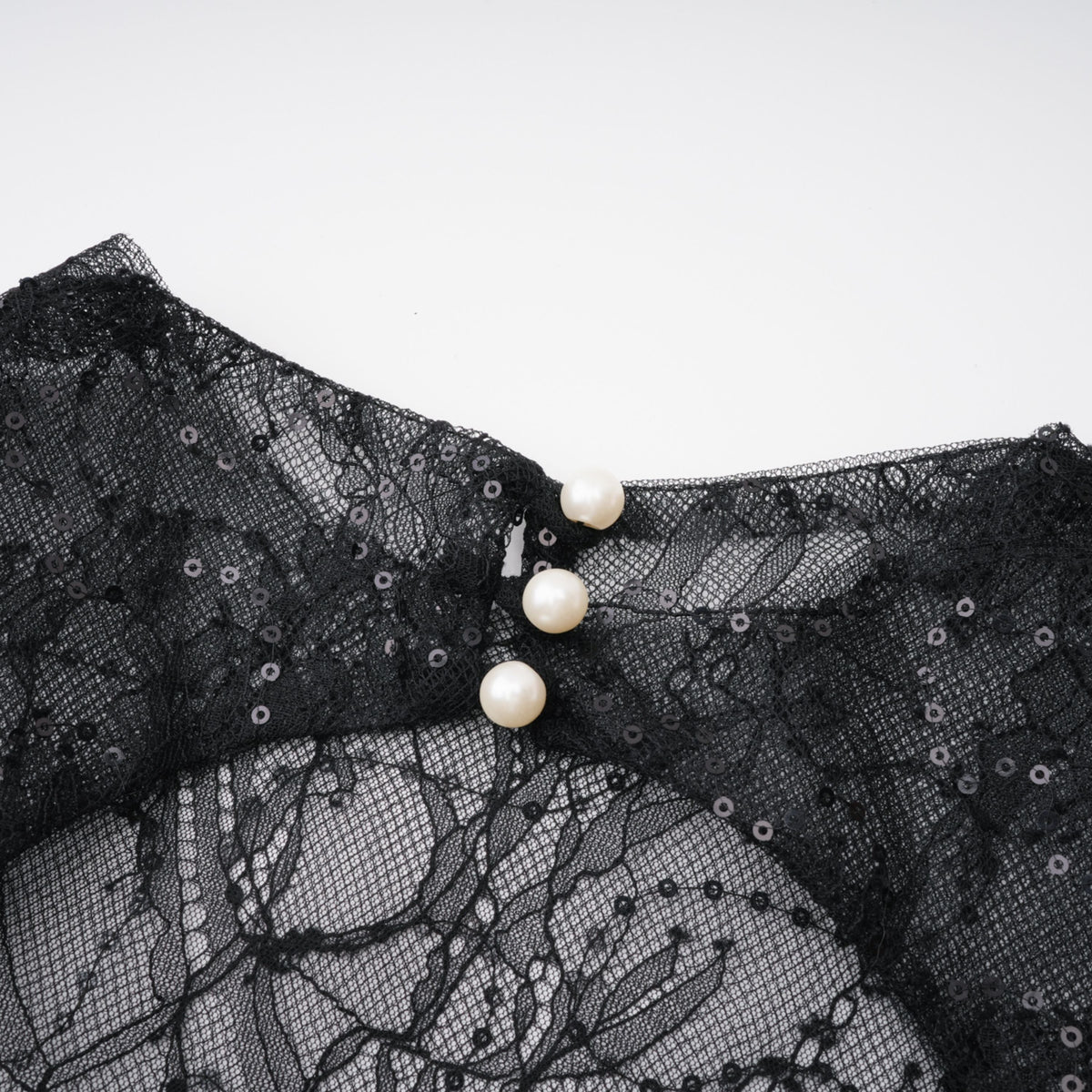 Mirabella Black Sequined Flroal Lace Mini Dress