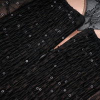 Mirabella Black Sequined Flroal Lace Mini Dress