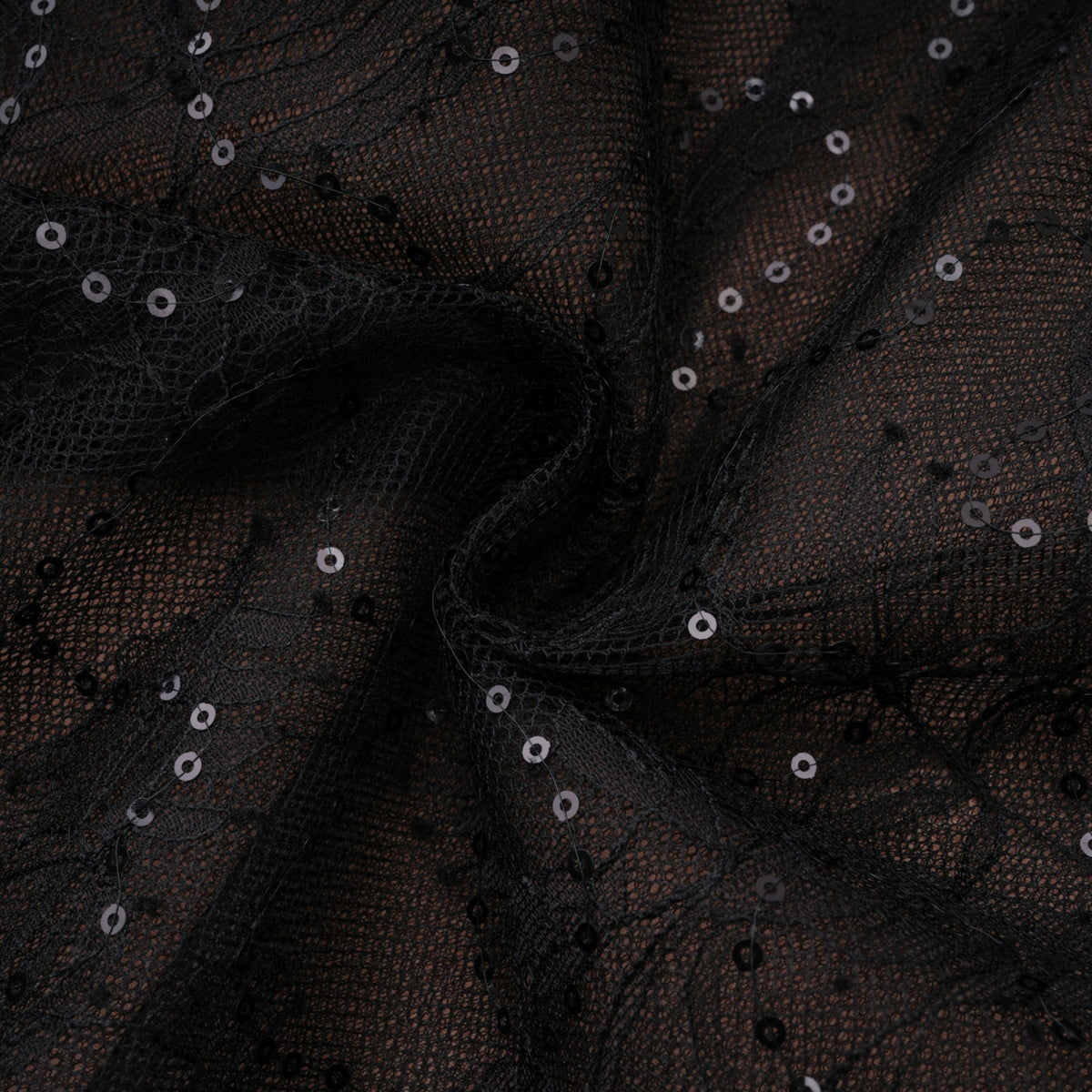 Mirabella Black Sequined Flroal Lace Mini Dress