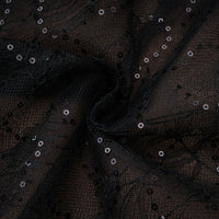 Mirabella Black Sequined Flroal Lace Mini Dress