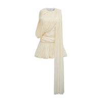 Cyrielle Pleated Mini Dress with Ribbon Design Accent