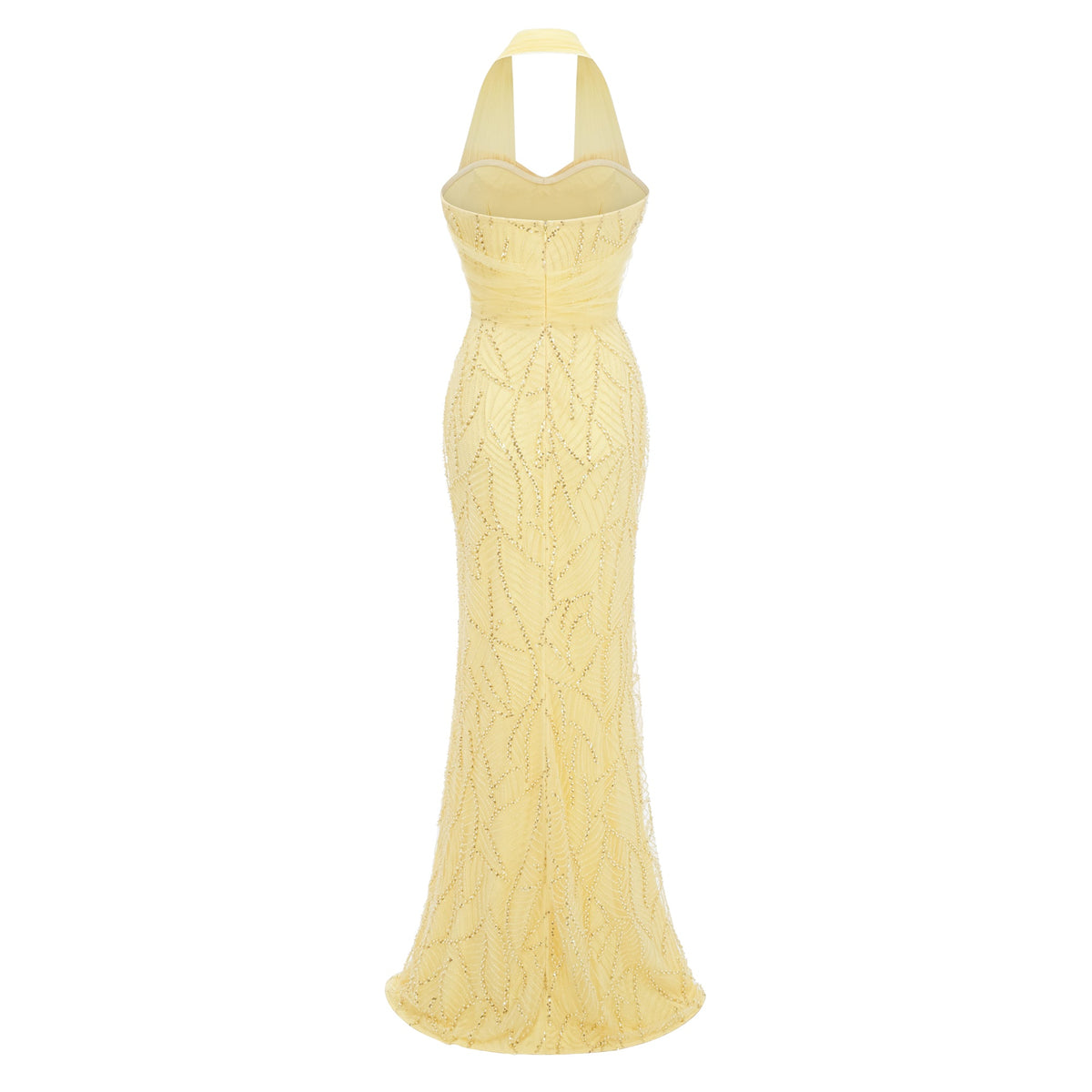 Antonia Yellow Halterneck Bow Maxi Dress