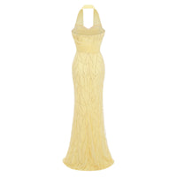 Antonia Yellow Halterneck Bow Maxi Dress