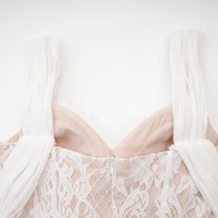 Arantxa white lace pleated maxi dress