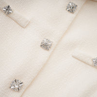 Regina White Crystal Embellished Tweed Mini Dress
