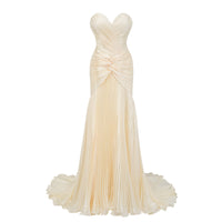 Roxane Yellow Cinched Waist Ruched Maxi Dress