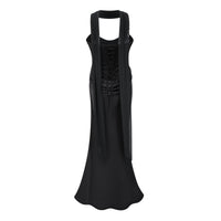 Berit Black Scarf Off Shoulder Ruched Maxi Dress