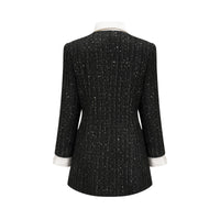 Audrey black sequin panelled tweed mini dress