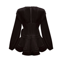 Rosier Black Fully Pleated Cinched Mini Dress