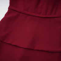 Lauren Red Ruched Shawl Detail Maxi Dress