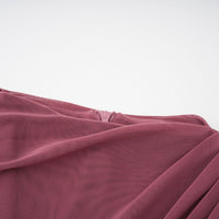 Liliana Brown Asymmetrical Ruched Cape Maxi Dress