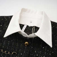 Audrey black sequin panelled tweed mini dress