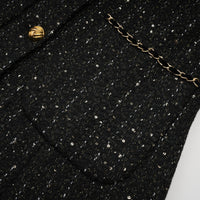 Audrey black sequin panelled tweed mini dress