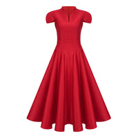 Aventin Red Godet Design Midi Dress