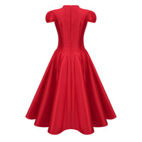Aventin Red Godet Design Midi Dress