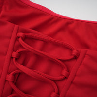 Berit Red Scarf Off Shoulder Ruched Maxi Dress