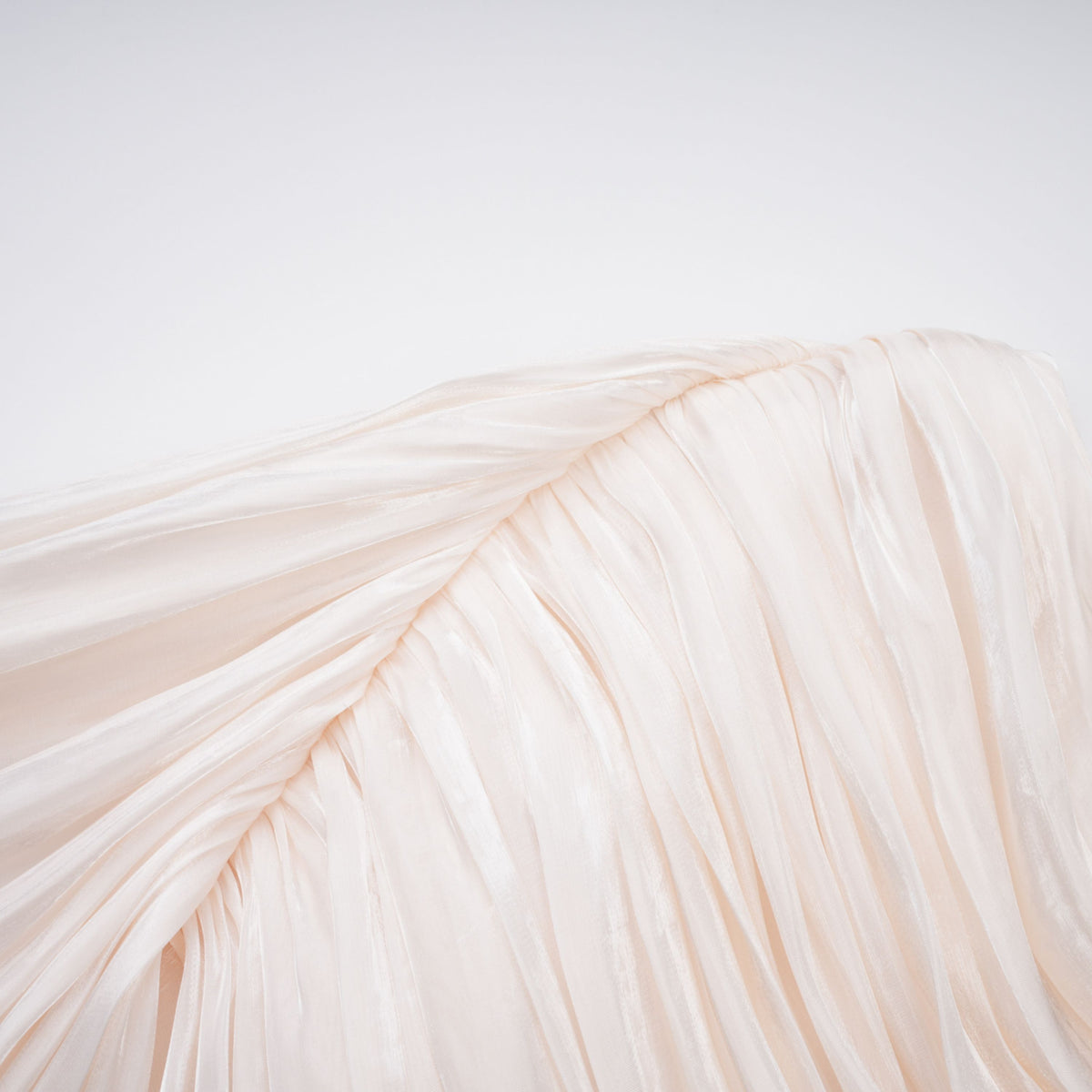 Hege Cream Glossy Ruched Cape Maxi Dress
