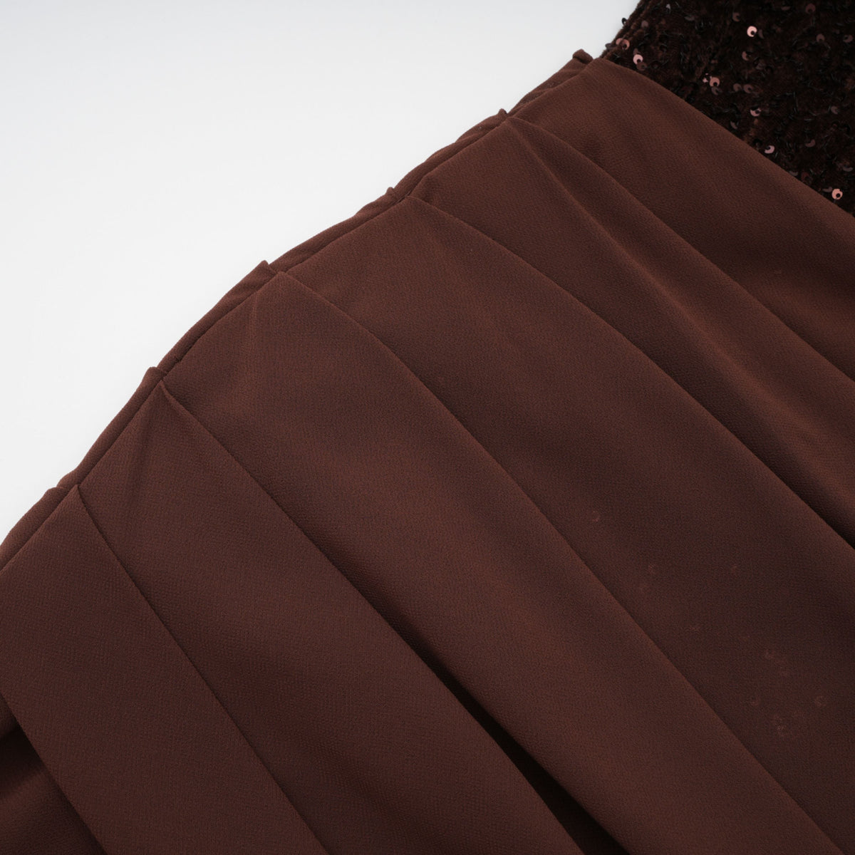 Giada Brown Sequined Asymmetrical Ruched Maxi Gown