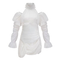 Déotille White Asymmetrical Ruched Mini Dress