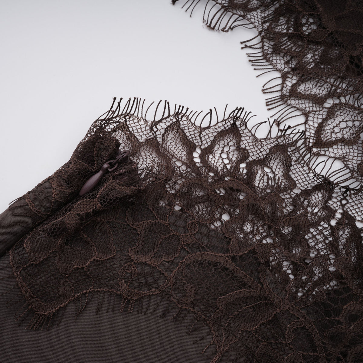 Henrik Brown Lace Trim Dress