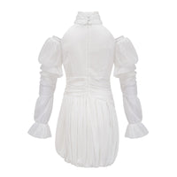 Déotille White Asymmetrical Ruched Mini Dress