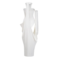 Elowen White Halter Neck Draped Maxi Dress