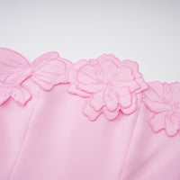 Inga Pink Strapless Floral Embroidered Maxi Dress