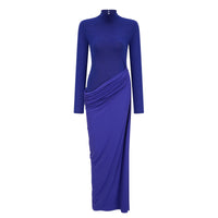 Éva Blue Draped Gathered Maxi Dress