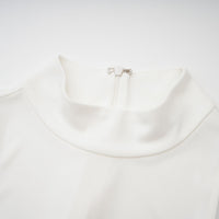 Mystérieuse White Turtleneck Draped Maxi Dress