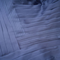 Angelína Blue Diagonal Pleated Gathered Maxi Gown