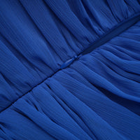 Faustine Blue Cape Design Ruched Maxi Dress