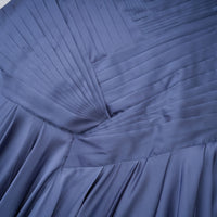 Angelína Blue Diagonal Pleated Gathered Maxi Gown