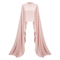 Everleigh Champagne Satin Top & Skirt Set With Cape Detail